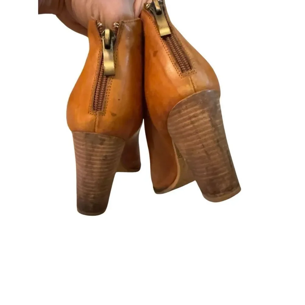 Antelope Tan Leather Ankle Booties